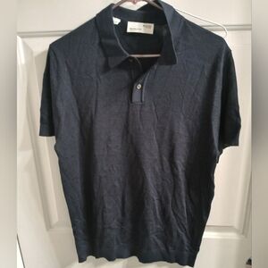 Mens Medium Merlino wool knit polo new